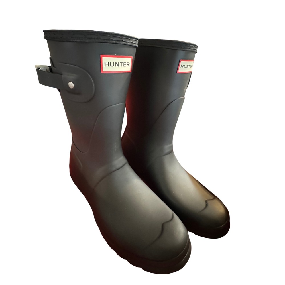 Hunter Women Original Short Rain Boots Black Matte Waterproof WFS1000RMA Size 9M - Picture 8 of 9